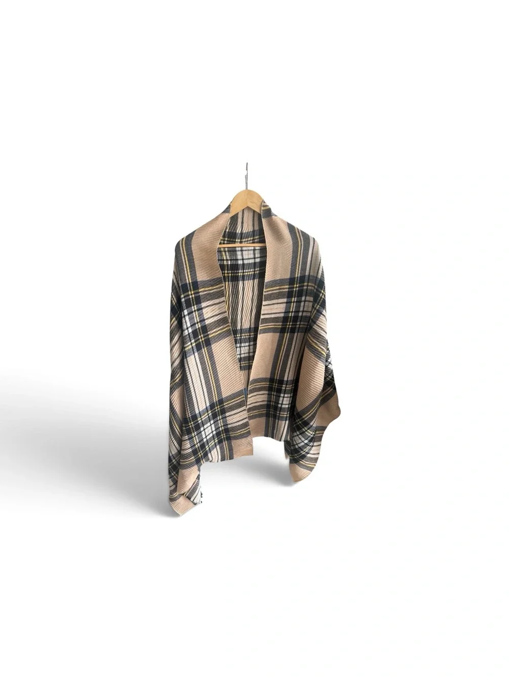 Marcus Adler Plaid Wrap Scarf in Beige and Black - Women's Accessory